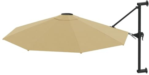 Solivagant Parasol Mural avec mât métallique 300 cm Taupe,(10.25 KG)