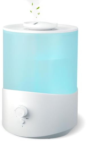 Romon Umidificatore Ambiente 2.5L, Bianco Diffusore di Oli Essenziali, fino a 28 Ore, Top Fill, Ugello a 360° per Piante Soggiorno, Umidificatores Ambiente per Aromaterapia, Spegnimento Automatico