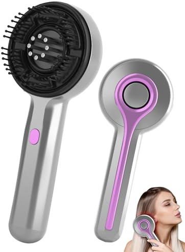 Appareil de massage de la tête, 2 en 1, électrique, avec applicateur d'huile capillaire, lumière rouge, 3 modes de massage et de soin du cuir chevelu (gris)