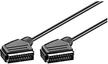 goobay Scart Kabel 3m, 21-polig voll belegtes Verbindungskabel für TV Fernseher, Videorekorder & Receiver, Robuste Signalübertragung mit vernickelten Kontakten, Schwarz - 11870