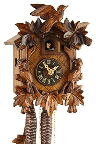 Eble Kuckucksuhr Original Schwarzwälder Kuckuckuhr Echtholz mechanisches 1-Tag Laufwerk NEU VDs Zertifikat Dreivogel 23cm- 20-06-12-10