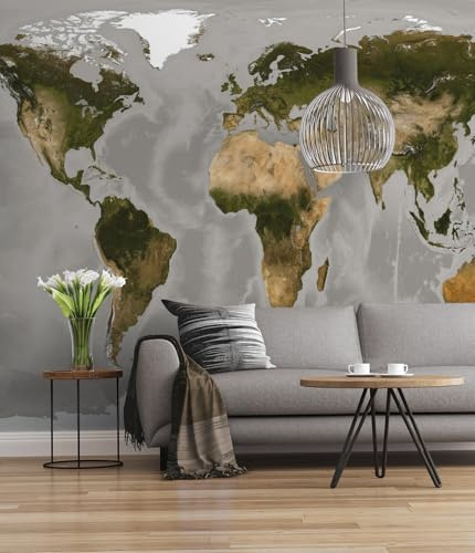 Komar Vlies Fototapete WORLD | 300 x 250 cm | Tapete, Wand Dekoration, Weltkarte, Wohnzimmer, Landkarte, Reise, Karte, Schlafzimmer, Wohnzimmer | 778-DV3
