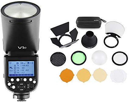 Godox V1C Professioneller Blitz Blitzgerät Kompatibel mit Canon EOS Serie 1500D 3000D 5D Mark III 5D Mark III AK-R1