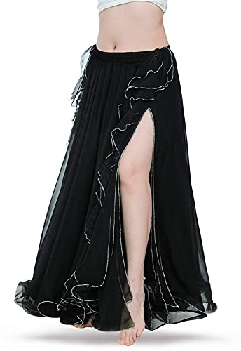 ROYAL SMEELA Mage danskjolar kvinnor magdans kostym flamenco chiffong maxikjolar mage dans klänning prestanda kläder sexig slits mage danskjol magdans kjol för kvinnor magdansare outfit