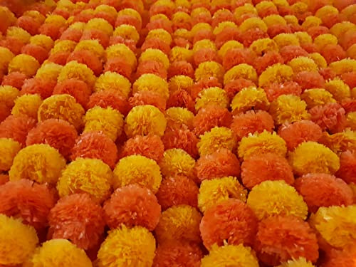 Decoration Craft Light & D.Orange - Guirnalda de Flores Artificiales de caléndula de 5 pies para Fiestas, Bodas, Festivales Diwali Mehndi Pooja y decoración Tradicional India, decoración del hogar,