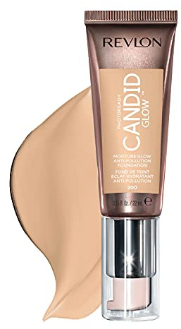 Revlon PhotoReady Candid Glow Moisture Glow Anti-Pollution Foundation, Longwear Sheer-Medium Coverage mit Glow Finish, 200 Buff, 22 ml