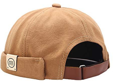 YAMEE Herrhamnkeps - Dockercap - hamnhatt - Unisex Brimless Hat Cap Mössa Mössa Herr Rolled Skullcap Docker Mössa (56–58 cm), 3/khaki, one size