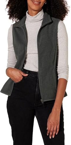 Amazon Essentials Gilet in Morbido Pile Senza Maniche dalla vestibilità Classica (Disponibile in Taglie Forti) Donna, Carbone Puntinato, XXL