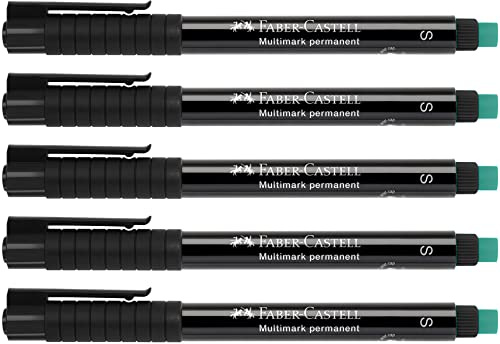 FABER-CASTELL 205020 - Pennarello Multimark S 152399, indelebile, nero, 5 pezzi
