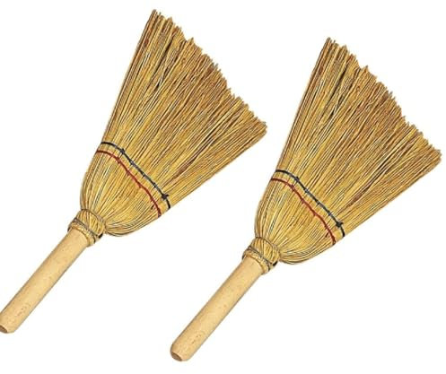 2 pz Scopa Di Saggina Per Camino Piccola, Ideale Per Raccogliere Cenere e Polvere Di Legno, Scopino Camino Con Manico in Legno Resistente Al Calore, Criscuolo Brico Store