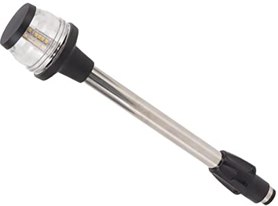Stern Light, Marine Pole Lamp PC Housing 2 Pin Base Mounting DC10‑24V 2.5W 360° Lighting IP65 Waterproof for Fishing Boats Yachts
