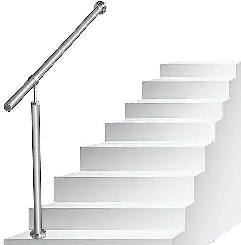 Cecaylie Edelstahl Geländer Eingangsgeländer, Geländer Seitliche Montage Winkel Einstellbar Wandhandlauf, Treppengeländer Handlauf für Treppenhaus Außen Innen (100cm)