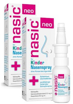 nasic neo für Kinder Nasenspray mit dem WirkPlus | Abschwellendes Schnupfenspray ohne Konservierungsstoffe für Kinder ab 2 Jahren | Mit Xylometazolin, Dexpanthenol | 2 x 10 ml