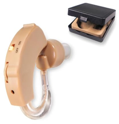 Mobiclinic®, Amplificador auditivo, Ear plus 2, 5 niveles de volumen, Tamaño mini, Giro 360º para ambos oídos, Ligero y portátil, Funcionamiento con pilas, Incluye tapones recambios