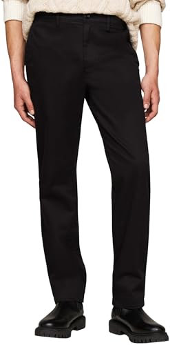 Tommy Hilfiger Herren Chino Hose Denton Satin Straight Fit, Schwarz (Black), 32W/32L