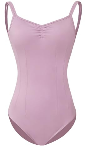 Royal SMEELA Camisole balettdans trikåer för kvinnor v-ringad spagettirem trikåer för vuxen dans med bröstkuddar Damen balett svart, Rosa, S