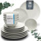 Elegantes 36-teiliges Geschirr Set Hygge Serie - Schüssel- und Teller Set – Hochwertiges Steingut Essgeschirr fur 12 Personen, Spülmaschinen- und Mikrowellengeeignet - Gerilltes Geschirr in Beige