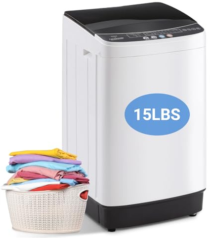 Erivess 1.9 Cu Ft Compact Washing Machine, 15 lbs Portable Washing Machine with 8 Wash Programs, Compact Laundry Washer for Homes & Apartments, Dorm, Small Spaces