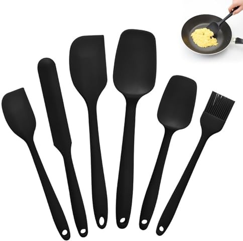6 Pièces Spatules Silicone Spatule Cuisine, Résistantes à la Chaleur 230°C Antiadhésives Sans BPA Ne Raye Pas Poêles et Casseroles Ustensiles Souples Réutilisables pour Cuisson Mélange Gâteaux