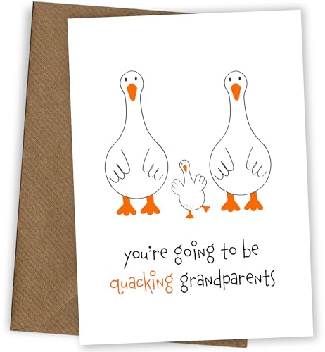 Congratulations Grandparents Card - Quacking Grandparents Cards for New Baby Girl or Boy - Pregnancy Congratulations Cards On The Birth of Grandson or Granddaughter