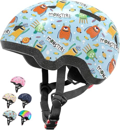 Lyefancy Kids Helmet for 1-8 Years Old, Toddler Helmet for Infant Baby, Printed Character Kids Bike Helmet for Boys Gilrs, Children Helmets for Cycling Scooter Skateboard Skating(Monster, XS(46-50cm))