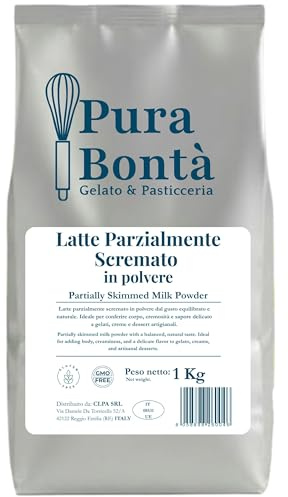 PURA BONTÀ Latte Parzialmente Scremato in Polvere 1kg | L'Equilibrio Perfetto tra Gusto e Leggerezza | Solubilità Istantanea per Bevande, Gelati e Ricette | Confezionato in Italia