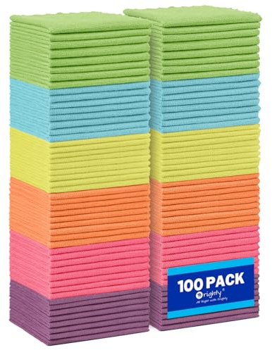 Orighty mikrofiber rengöringsduk, 100-pack högabsorberande rengöringsmaterial, luddfria kökshanddukar rengöringstrasor, mikrofiberhanddukar för bilar, hus, fönster, 30 x 30 cm