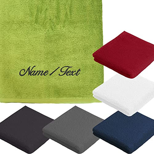 Vossen Gästetuch | Handtuch | Duschtuch | Badetuch | Saunatuch | Bestickt mit Name oder Text Wunschstickerei (Meadowgreen (Farbton: Grün), Gästetuch 30 x 50 cm)