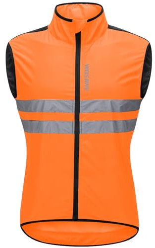 WOSAWE Herren Damen Fahrradjacke Leicht Atmungsaktiv Reflektierende Radweste Winddicht Sportbekleidung (B5 Orange Weste, L)