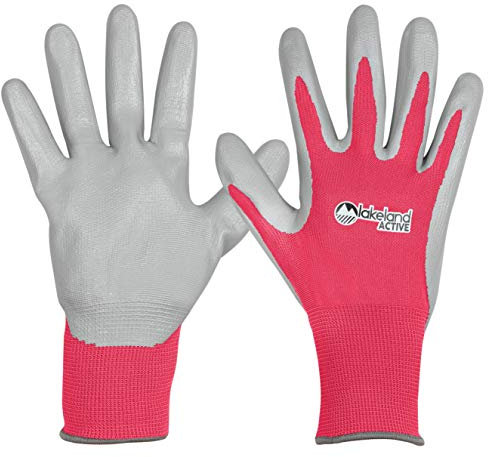 Lakeland Active Orton Gants de jardinage pour mauvaises herbes et graines Rose fuchsia Taille L