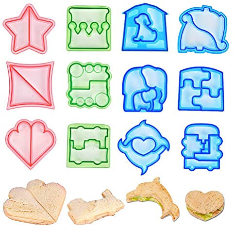 12Stk Sandwich Ausstechformen Brot Toast Cutter, DIY Sandwich Form Keks Ausstecher Cutter, Plätzchen Ausstecher Set, Brotausstechformen Kinder, Bento Brotausstecher Sandwich Cookie Cutter