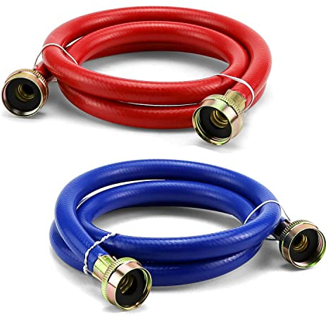 4FT Rubber Washing Machine Hoses for Washer Flexible Burst-proof Rubber Hot and Cold Water hoses 3/4 inch NPT Washer Water Hoses - 2 pack by Fetechmate