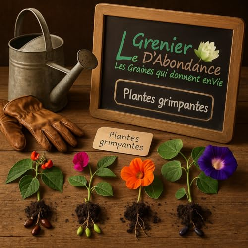 Lot de 100 graines à semer - Le Grenier d'Abondance - Plantes Grimpantes - 4 sachets individuels