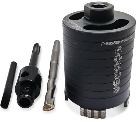 GVHAKG Corona de perforación de diamante, avellanador de latas, juego de 68 mm de altura de segmento de 10 mm, con broca de centrado de 10 x 120 mm, de cajas eléctricas empotradas en hormigón,