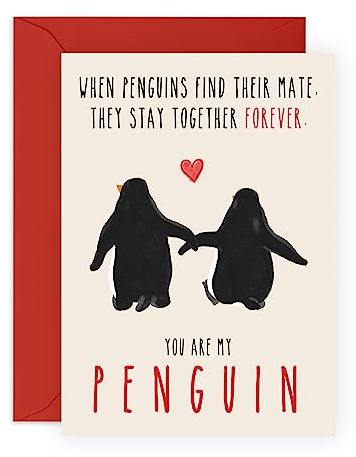 Central 23 Biglietto di auguri per il compleanno del fidanzato per lui lei, regalo di anniversario pinguino per marito moglie, biglietto di San Valentino, con divertenti adesivi