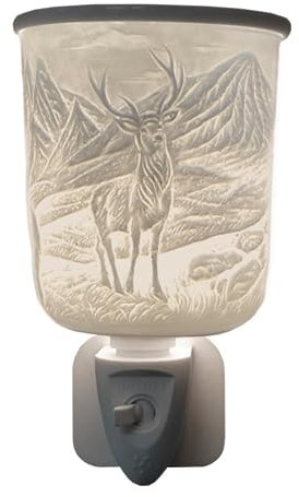 Cello Plug-In Wax Melt Burner – 3D Highland Stag Design Porcelain Electric Oil Warmer Aroma Lamp for Wax Melts Gift Home Fragrance Friendship Ornament Birthday Present Room Decor