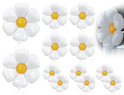 Lhbwhiz 12 Pezzi di Palloncini in Foil a Forma di Margherite, Palloncini in Foil a Forma di Fiore in Mylar di 3 Misure, per Feste, Matrimoni, Giardini, Campeggio e Celebrazioni, Fotografia