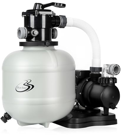 【2026 Upgrade】BlueBay 15 Sand Filter Pump with Timer 1/2HP / 2250GPH for Above Ground Pools up to 10000 Gallon, 7-Way Valve, Easy Installation, Gray