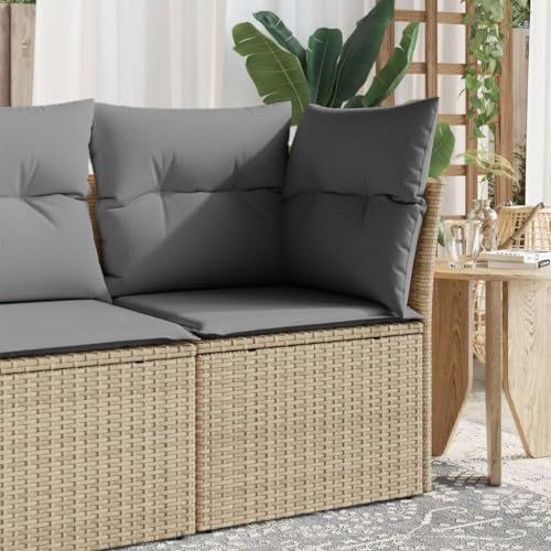 ShGaxin Divano da giardino senza braccioli con Cuscini rattan PE Beige, Divano da giardino esterno, Divano da giardino Terrazza, Divani in terrazza, Mobili da giardino per esterni - 366100