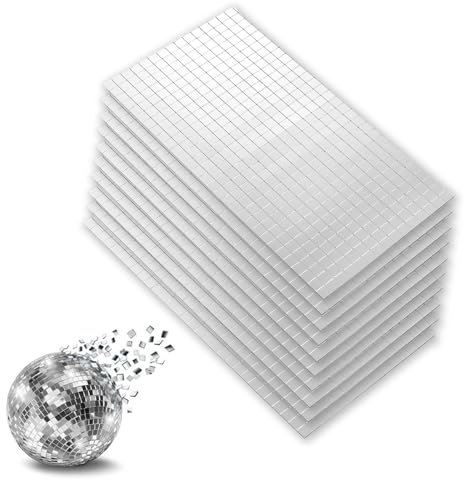 NICEIN®3600 Piezas Azulejos De Mosaico，Bloques de Vidrio de Espejo Plateado，Pegatinas Espejo para Decoración，Decoración de Bola de Discoteca，Adecuado para Producción Artesanal (10mm - 12 hojas)