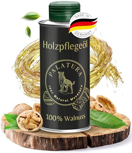 Palatura Walnussöl für Holz - Umweltfreundliches Holzöl für Außen & Innen - Lebensmittelecht, Tiefenwirksam, Schnelltrocknend, Seidiger Glanz, Langanhaltender Schutz - Angenehmer Nussiger Geruch