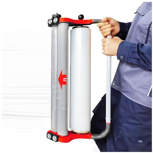 SUZLAZYR Dispensador de Film Estirable - Dispensador de Film Estirable de Resistencia Industrial, Envolvedora de palés con Ajuste de tensión, Mango de Film retráctil para Rollos de 12 a 20