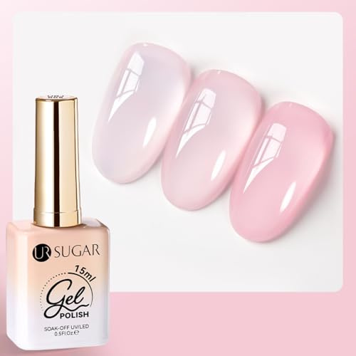 UR SUGAR Vernis Semi Permanent UV Jelly, 15ml gel vernis à ongles UV LED laque rose pour débutants DIY Nail design à la maison et studio de manucure