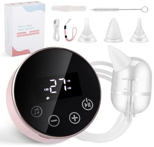 Electric Baby Nasal Aspirator, Baby Nose Aspirator with 9 Suction Levels, Rechargeable Automatic Nose Cleaner with Nursery Rhyme & 3 Food-Grade Silicone Tips