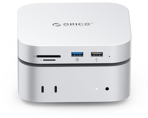 ORICO Mac Mini M4 4TB Storage & Docking Station, SSD Externo 5Gbps(460MB/s), USB A* 4, USB-C, SD/TF 3.0, 3.5mm Audio, Cable * 2 - M4SE