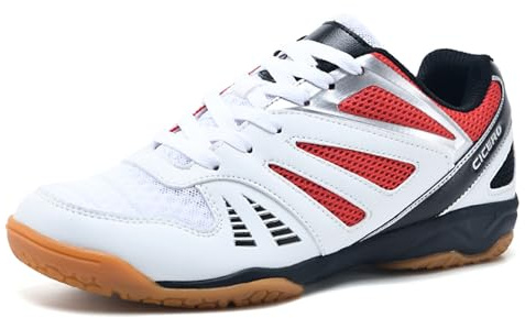 sekiueo Scarpe da Badminton Scarpe da Campo Indoor per Uomo E Donna Antiscivolo Antitraccia Allenamento per Tennis da Tavolo Pickleball,Rosso,42 EU