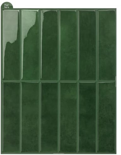 WoStick Green Self Adhesive Wall Tiles, 3D Stick on Tiles Kitchen, Easy Clean Peel and Stick Wall Tile for Home Decor and Renovation, 28x22cm 10sheets