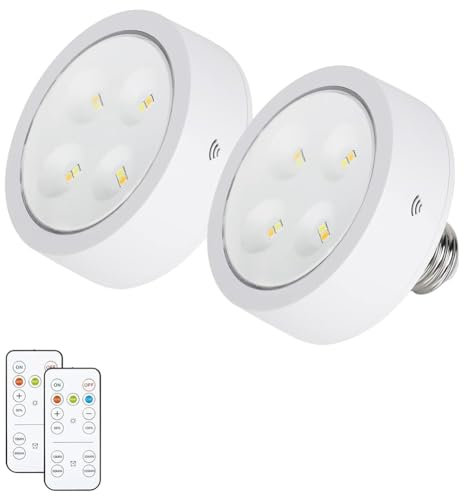 Vocdikficy Lampadina A Batteria per Lampade, Luci A Disco LED Avvitate con, con Attacco E26 per Applique da Parete, Confezione da 2