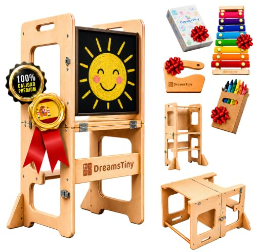 DreamsTiny Torre de Aprendizaje Plegable 3 en 1, +18 Meses, Antivuelco