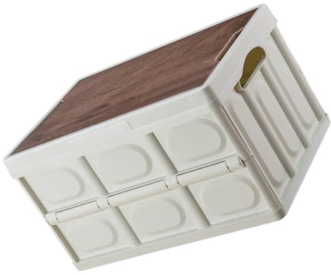 DIYEAH Boîte de Rangement Pliable Extérieure Moyenne Couvercle en Plastique Blanc Organiseur de Coffre de Voiture Multifonction pour Vêtements Jouets et Provisions